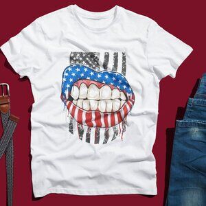 American flag Lips T shirt Unisex | Hoodie ,Sweatshirt |